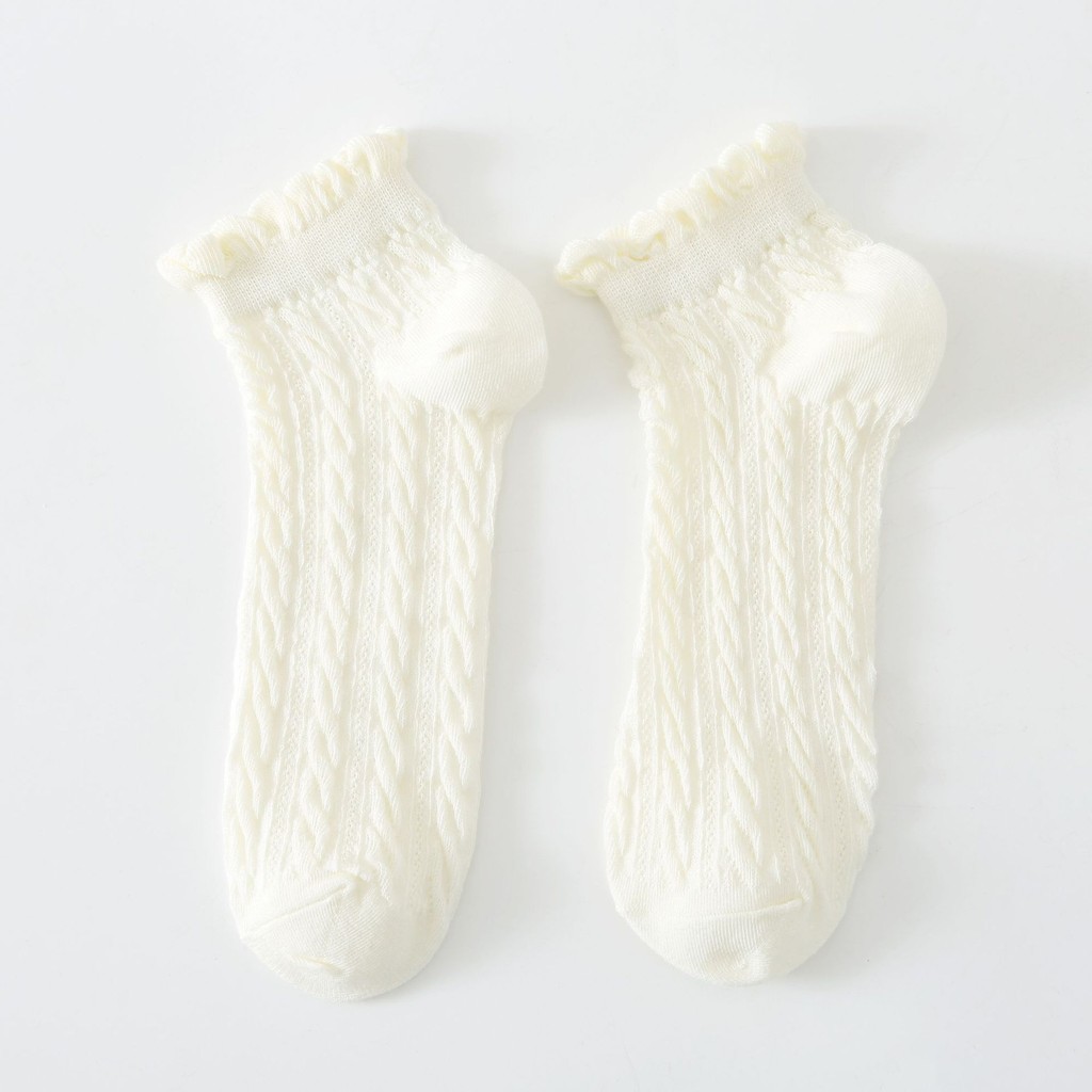 Tất nữ cotton nguyên chất, thấm mồ hôi, thoải mái và thoáng khí, tất trắng
