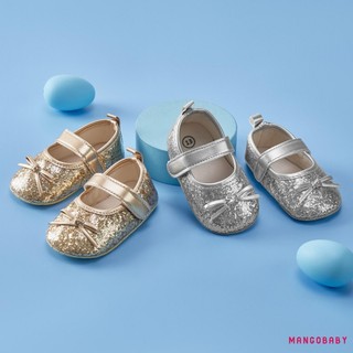 Mg-baby Bé Gái Giày Công Chúa Mềm Đính Kim Sa Lấp Lánh Đáy Chống Trơn Trượt Đầu Tiên Giày Tập Đi