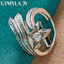 URMYLADY Bạc 925 Ngôi Sao Zircon Nhẫn Nữ Cưới Đính Hôn Quyến Rũ Trang Sức Thời Trang