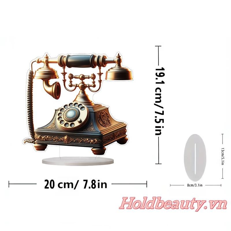 Điện Thoại Cố Định Trang Trí Bàn Retro Quay Số Điện Thoại Hình Acrylic Phẳng Đồ Trang Trí Trung Tâm Cho Gia Đình