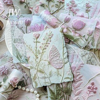 JIANWU Hoa Và Cỏ Tình Yêu Series Vintage Cứu Trợ Phong Cảnh Cắt Băng Chất Liệu Giấy Sáng Tạo Rác Tạp Chí Văn Phòng Phẩm