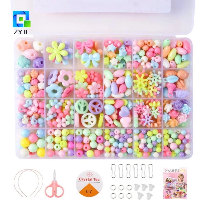 ZYJC DIY Handmade Đính Hạt Bộ Đồ Chơi, Đồ Chơi DIY Handmade Bộ Dụng Cụ Làm Vòng Tay Hạt Đồ Chơi, Đồ Chơi Xếp Hình Nghệ Thuật Sáng Tạo Thủ Công Bộ Trang Sức Hạt Đồ Chơi Cho Trẻ Em Bé Gái Đồ Chơi Trẻ Em
