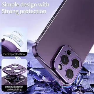 [JLK] Ốp lưng không khung góc kim loại nhôm chống sốc cho IPhone 16 ProMax 14 15 13 12 Pro Max Plus 14Pro 15Pro có bảo vệ ống kính máy ảnh