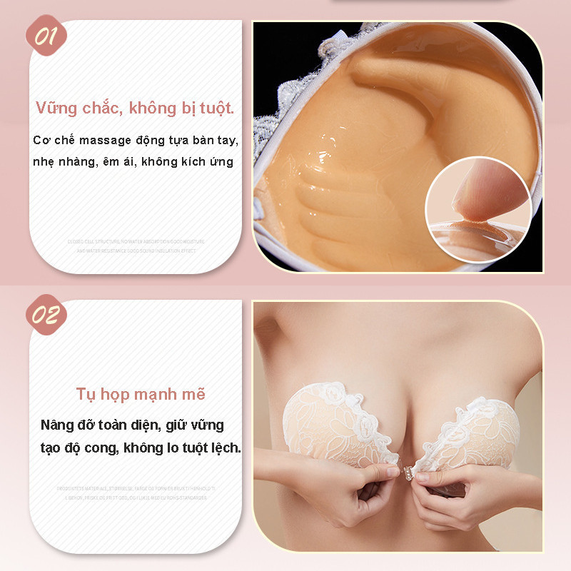 Miếng Dán Ngực Ren Cao Cấp, Cài Trước Nâng Ngực Quyến Rũ, Dính Chặt Không Tuột, Tặng Kèm Dây Vai