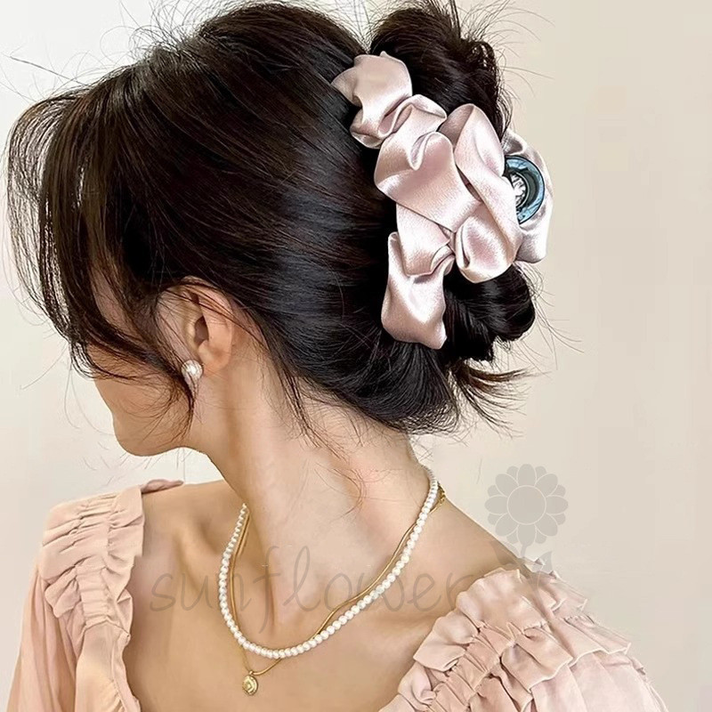 [Hướng Dương] Cloud Satin Grab Clip - Đầu Lưng Lớn, Mũ Đội Đầu Cao Cấp