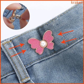 Cute Butterfly Jean Button Adjustable Waist Buckle Extender Detachable Tighten