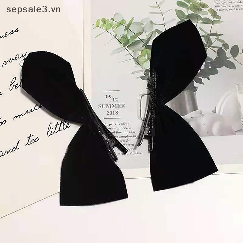 # Vn # 1 Cặp Đen Trắng Satin Nơ Kẹp Bên Kẹp Tóc Nơ Vintage Ngọt Ngào Dễ Thương Barrettes Mũ Đội Đầu Dành Cho Nữ Bé Gái Phụ Kiện Tóc.