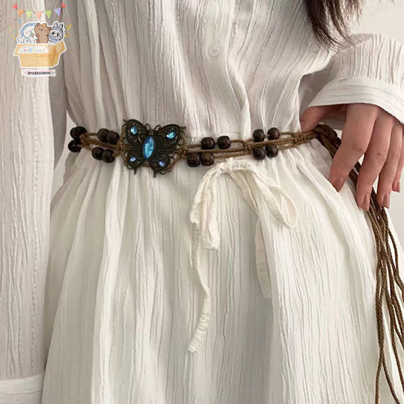 [JJNZDD] Phong Cách Bohemian Dệt Nước Phong Cách Dân Tộc Hạt Nữ Thắt Lưng Kỳ Nghỉ Phong Cách Dây Thắt Lưng ELWW