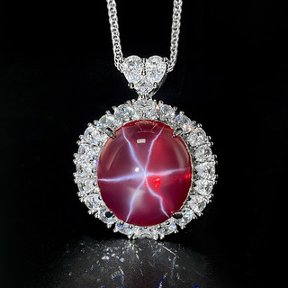 Châu Âu Mỹ ins Phong Cách Mới Mô Phỏng Đỏ Corundum Hexagram Starlight Phù Hợp Với Nữ Đá Chính 18 * 20