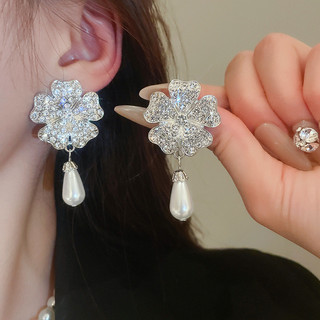 Ánh sáng Pháp sang trọng hoa ngọc trai kim cương nhiều lớp vòng cổ thích hợp sáng tạo xương đòn dây chuyền khí chất thời trang cao cấp trang sức
