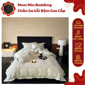 Bộ Chăn Ga Gối Gấm Dệt Mềm Mại Thoáng Khí Cao Cấp Họa Tiết Nổi Tinh Tê Thanh Lịch - MemMinbedding Luxury