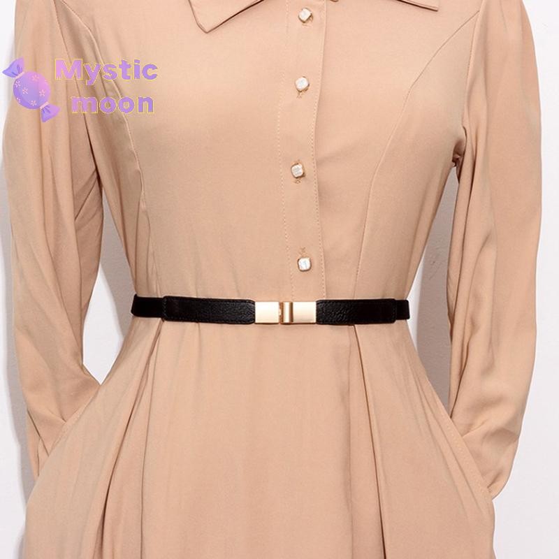 [Mystic] Dây thắt lưng bằng da dành cho nữ Váy sơ mi có dây buộc Phụ kiện trang trí Thắt lưng Khóa vàng đàn hồi Thời trang Thắt lưng mỏng phù hợp [Mới]