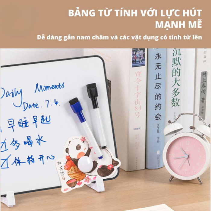 Bảng Từ Trắng Ghi Chú Cầm Tay Dùng Cho Học Tập DINOHOME, Bảng Viết Bút Lông Xoá Dễ Dàng, Hút Nam Châm Tốt