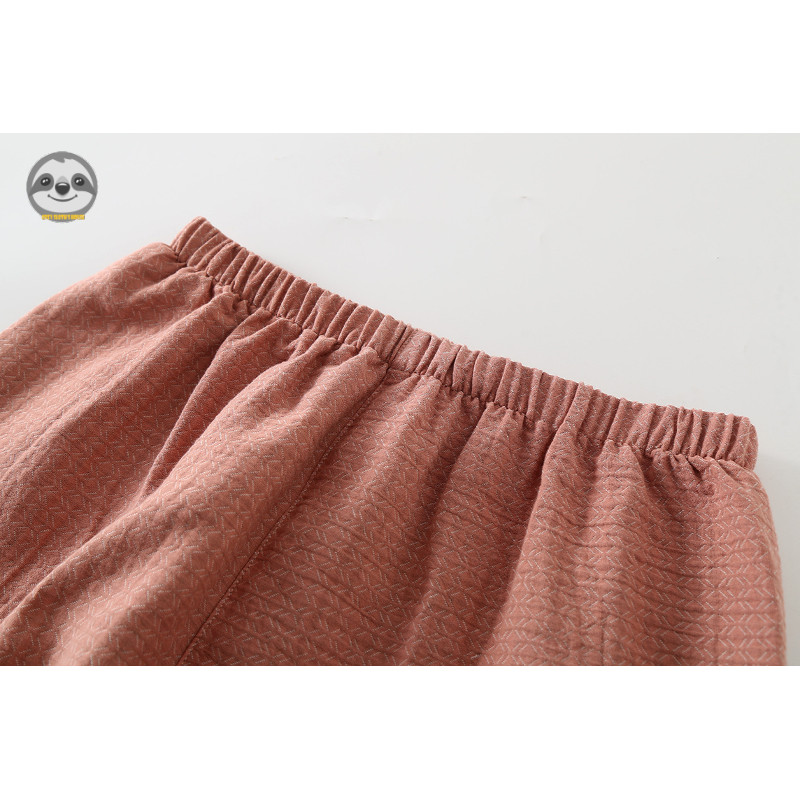 Đồ ngủ cặp đôi phong cách Nhật Bản muji, sợi nhuộm cotton nguyên chất, có thể mặc ngoài như kimono