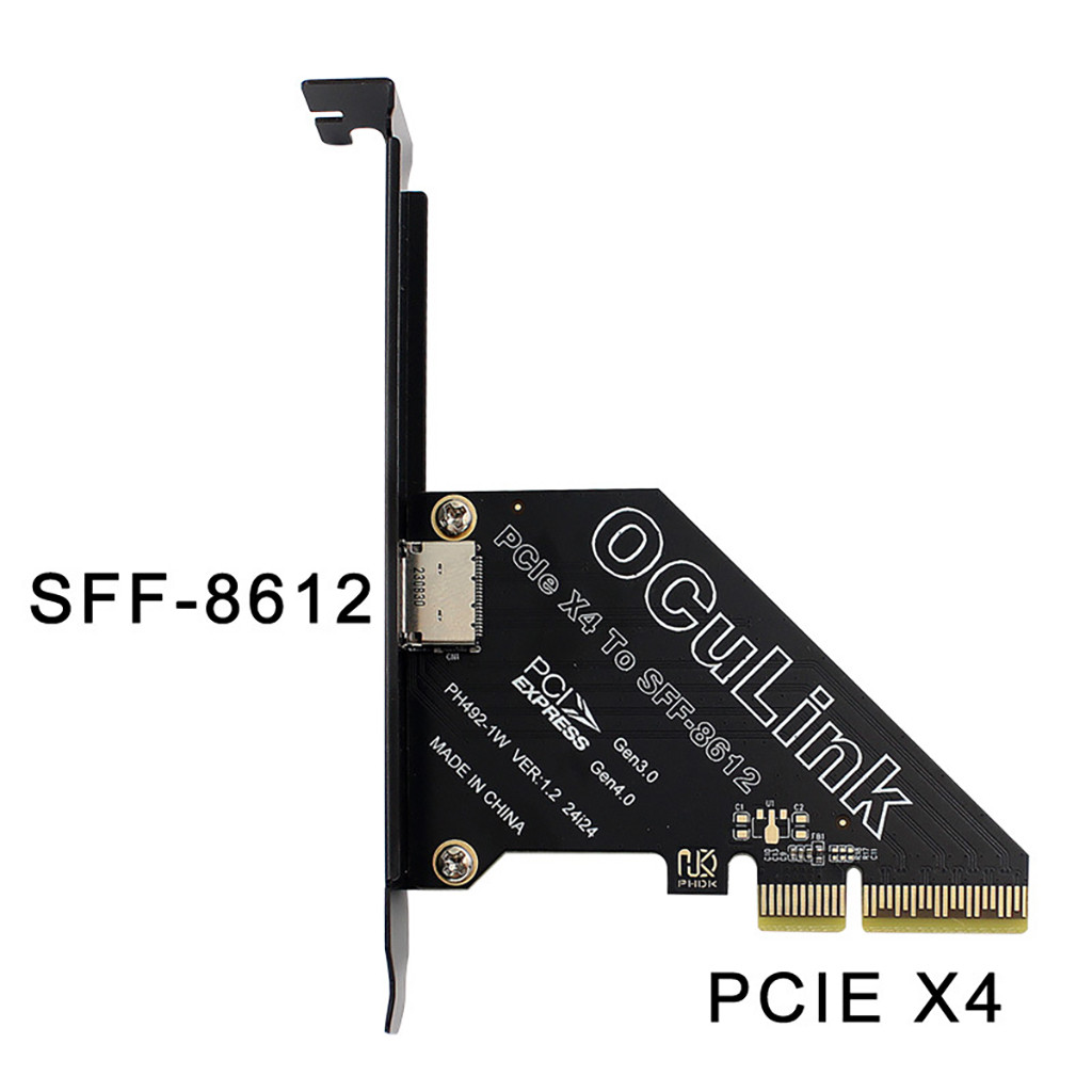 PHDK PCI-E 4.0 X1 / X4 / X8 / X16 Sang U.2 OCUlink SFF8611 & SFF8612 Adapter Card Hỗ Trợ Windows Linux Mac OS Systems