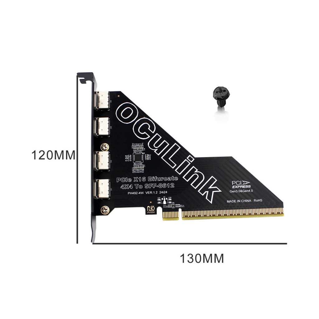 PHDK PCI-E 4.0 X1 / X4 / X8 / X16 Sang U.2 OCUlink SFF8611 & SFF8612 Adapter Card Hỗ Trợ Windows Linux Mac OS Systems