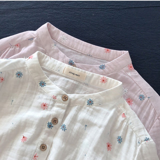 Hàng sẵn có - Áo sơ mi mùa xuân cho bé gái, 100% cotton, cổ đứng và họa tiết hoa