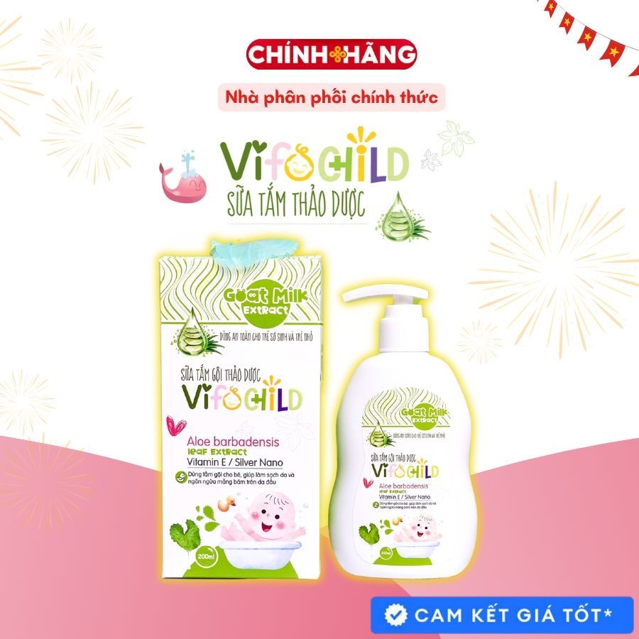 Sữa tắm gội 2in1 thảo dược cho bé VIFOCHILD 200ml Làm sạch Dưỡng ẩm Bảo vệ làn da khỏe mạnh