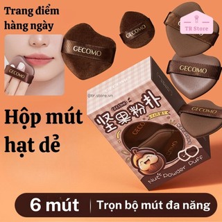 Bộ 6 Mút Trang Điểm Gecomo Phiên Bản Hạt Dẻ Màu Nâu Đa Năng