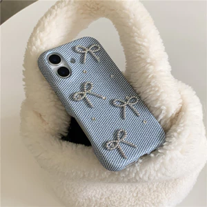 Ốp điện thoại hình nơ kim cương cao bồi iphone 17 16 pro max 15 pro max