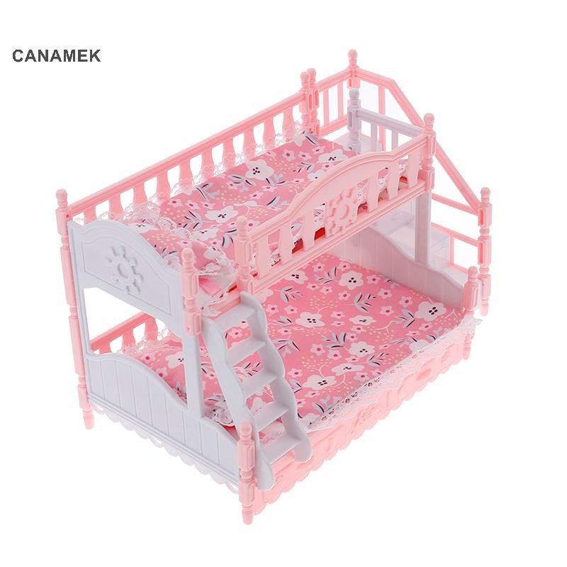 Canamek 16cm Búp Bê Bunk Giường Phụ Kiện Chăn Ga Gối Nhà Châu Âu Công Chúa Giường CSF