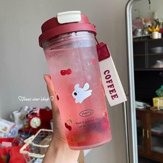 Cốc Nước JOYFULLIFE, Bình Nước Uống Đôi 550ml, Dây Mang Dễ Thương Chống Rò Rỉ Cốc Nhựa Dung Tích Lớn Học Sinh