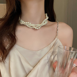Vòng cổ ngọc trai nhiều lớp phong cách Hàn Quốc Vòng cổ cổ thời trang và khí chất, phụ kiện Vòng cổ xương đòn cao cấp dành cho nữ