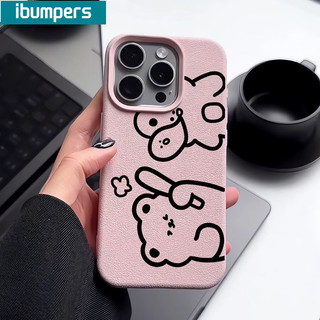 ibumpers Ốp Lưng IPhone Họa Tiết Gấu Cặp Đôi Dễ Thương Đơn Giản Cho IPhone 16 15 14 12 13 11 Pro Max IP 7 8 Plus X XS XR Ốp Điện Thoại Mỏng Silicon Mềm Da Họa Tiết