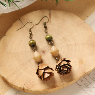 Retro Handmade Thực Vật Bông Tai Trái Cây Văn Học Phong Cách Dân Tộc Truyền Thống Trung Quốc Y Học Trái Cây Khô Niche Sáng Tạo