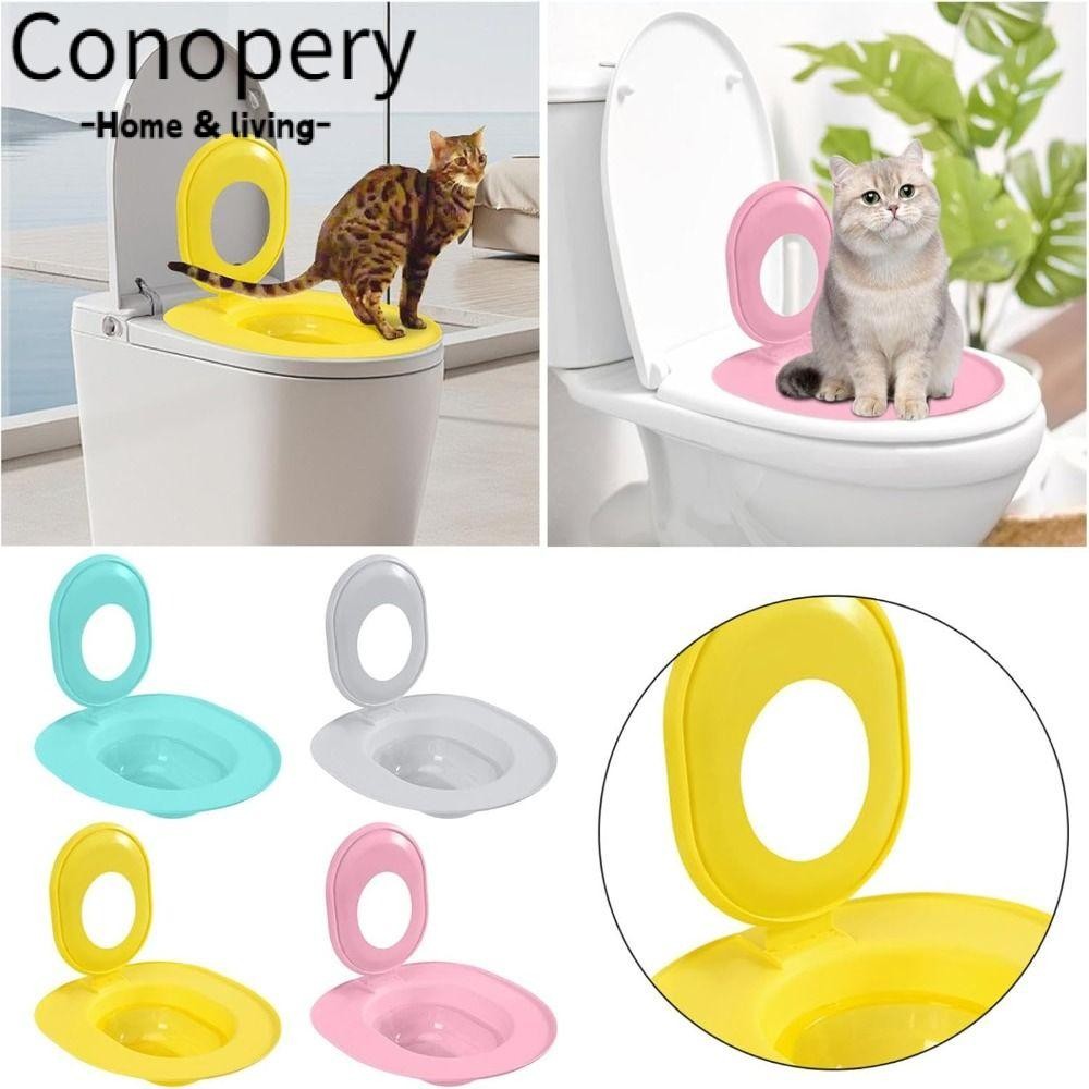 Bộ huấn luyện nhà vệ sinh cho mèo CONOPERY, Hệ thống huấn luyện nhà vệ sinh cho mèo Bộ huấn luyện ghế vệ sinh có thể tái sử dụng, Dạy sử dụng Hộp dụng cụ ngồi tập để làm sạch thú cưng