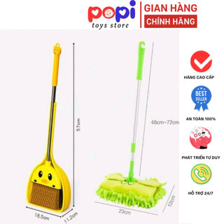 ```Bộ Dụng Cụ Lau Nhà & Hót Rác Mini Dành Cho Trẻ Em Giúp Phát Triển Kỹ Năng Sống, Vừa Học Vừa Chơi, An Toàn```