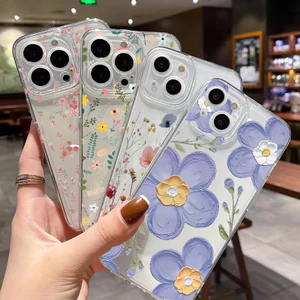 Mùa Hè Tươi Hoa Nhỏ Cây Điện Thoại Di Động Ốp Lưng Cho OPPO A5 A3 Pro 5G Reno 11F 12F 13F 11 12 13 Pro 8T 5G Vỏ Mềm Trong Suốt Họa Tiết TPU Thời Trang Silicon Trong Suốt
