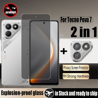 Kính cường lực chống gián điệp Tecno Pova 7 4G 2 trong 1 Bảo vệ màn hình riêng tư cho Tecno Pova 6 5 Pro Neo Ultra 4G 5G có màng ống kính máy ảnh
