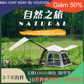 (Ship2tuan) Glamping Lều cắm trại cao cấp Lều ngoài trời gấp hình lục giác di động tích hợp màn trời cắm trại cắm trại q