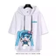 YB1 KASENE TETO Hatsune Miku mùa hè có mũ trùm đầu ngắn tay Áo hoodie dáng rộng BY1