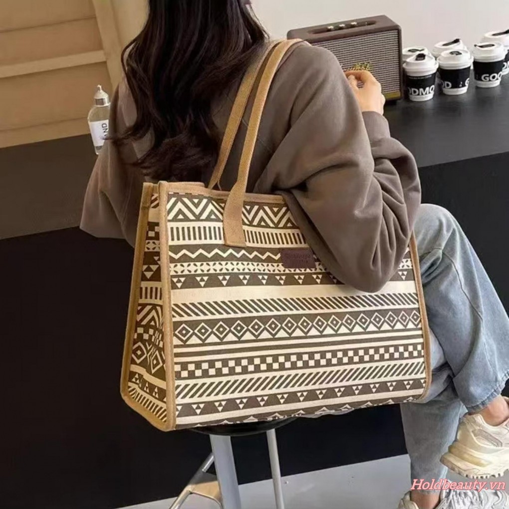 Túi Mẹ Vintage In Sóng Túi Xách Dung Tích Lớn Túi Đeo Vai Thường Ngày