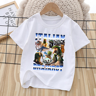 2025 Tung Tung Tung Saur Meme Áo Thun Cho Trẻ Em Brainrot In Hình Động Vật Hoạt Hình Tee