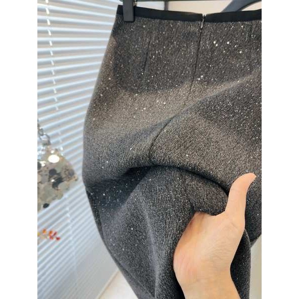 ▲ chân váy sequin ▲ váy bling bling Hạng Nặng Mịn Sáng Mùa Đông Cao Cấp Váy Len Nữ Phía Sau Chia Bước Hông Dài Vừa