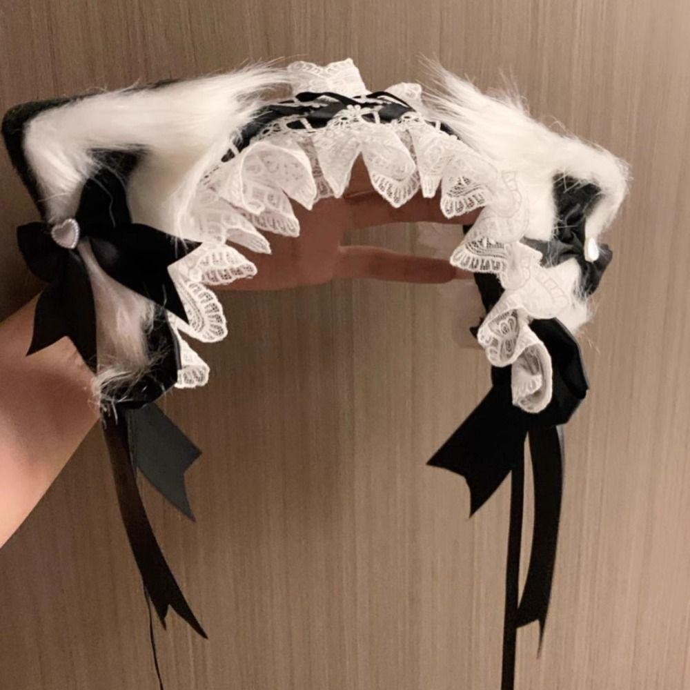 Băng đô tai mèo Woodnest, Style Lolita với ren - Phụ kiện tóc cosplay