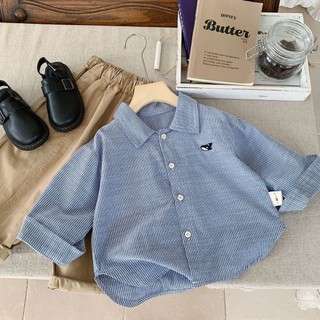 Áo sơ mi bé trai cotton trẻ em mùa thu phong cách phương Tây