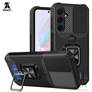 Dành Cho Samsung A35 / A36 / A56 Ốp Lưng Có Trượt Camera Bao Đựng Thẻ Nhẫn Chân Đế Chịu Lực Bảo Vệ Mỏng Bao