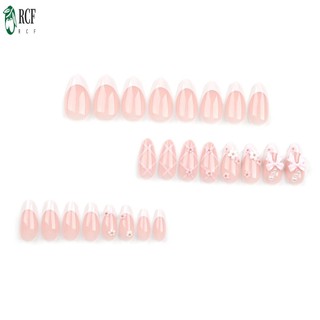 Thời Trang Nữ Móng Tay Giả Dễ Thương Nơ Màu Hồng Đầu Móng Tay Trang Trí Tay