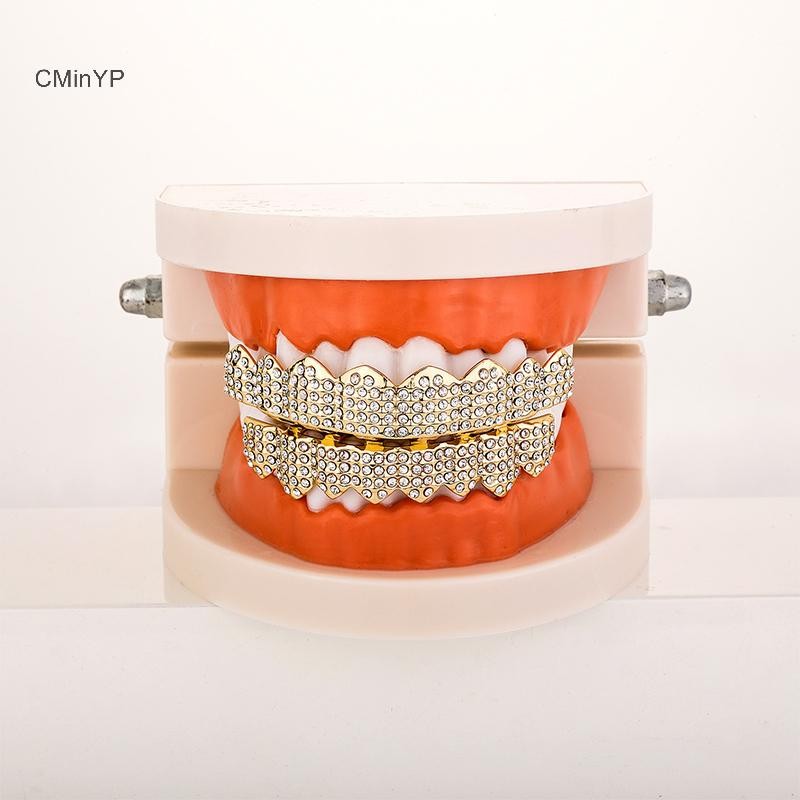 CMinYP Cubic Zircon Hip Hop Răng Grillz Cho Unisex Top Đáy Miệng Có Thể Tháo Rời Nha Khoa Thời Trang Cosply Răng Trang Sức Vinh Quang