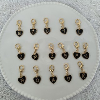 1 Cái Mới 26 Letter Tôm Hùm Khóa Đen Trái Tim Chữ Móc Khóa Thích Hợp Cho Túi, Ví, Hộp Tai Nghe, Chìa Khóa DIY Phụ Kiện Mặt Dây Chuyền