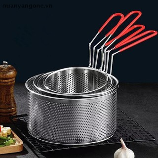 Nuanyangone.vn Lưới Chiên Inox Nhà Bếp Chiên Giỏ Nấu Ăn Chiên Chảo Dầu Chảo Lọc Mì Thìa Rây Lọc Mới