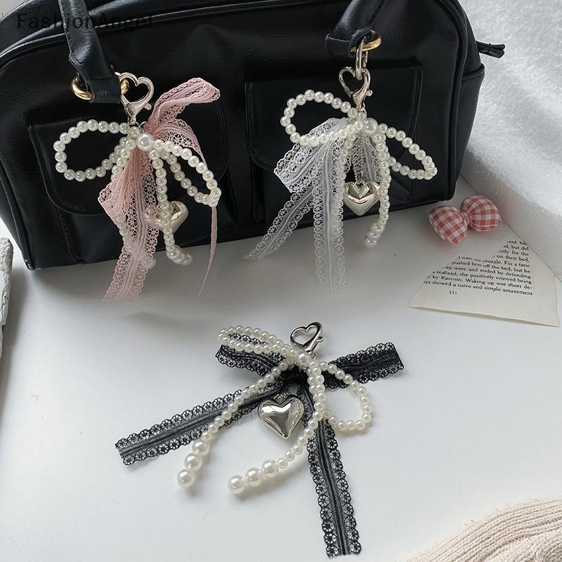 FashionAngel 1 Cái Ngọt Ngào Ren Nơ Đính Hạt Nơ Móc Khóa Điện Thoại Quyến Rũ Dây Đeo Mặt Dây Cho Phụ Kiện Điện Thoại Túi Dây Dành Cho Nữ Cô Gái VN