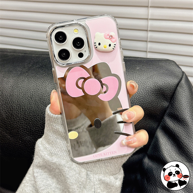 Ốp Điện Thoại Gương 3D Hello Kitty Cho Samsung Galaxy A04E M32 A32 A22 M22 A12 M12 F12 A02s A03s A71 A51 A31 A21s A11 A70s A50s A30s A20s Vỏ Trang Điểm Mềm Rỗng Hoạt Hình Dễ Thương