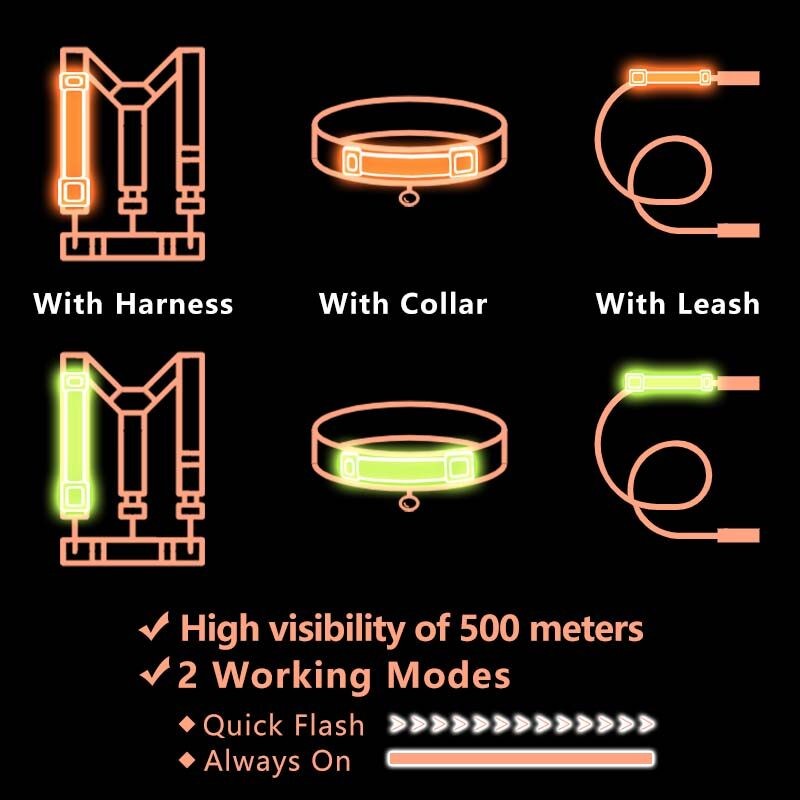 LaRoo Tầm Nhìn Cao Cho Chó Đèn LED Chống Thấm Nước Phát Triển Cho Thú Cưng LED Mặt Dây Chuyền Kẹp Chống Mất Cho Chó An Toàn Ban Đêm Đi Bộ Gắn Vào Cổ Dây Xích