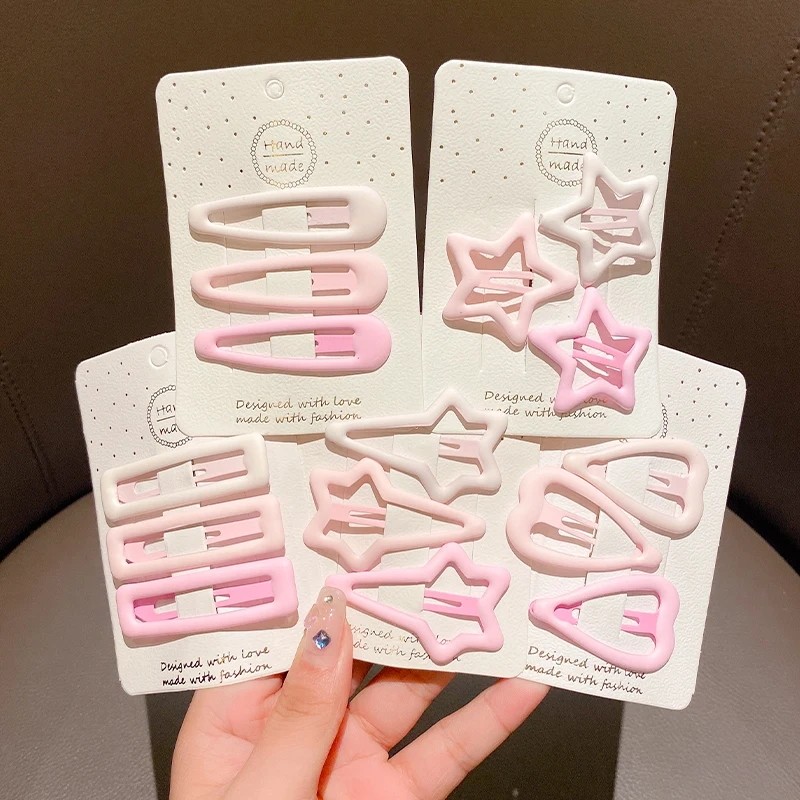 3 Chiếc BB Kẹp Tóc Pin Kim Loại Màu Kẹo Phụ Kiện Tóc Mini Kẹp Tóc Cô Gái Kẹp Bên Pentagram Kẹp Tóc