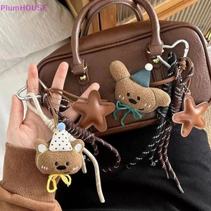 PlumHOUSE Dễ Thương Sang Trọng Túi Gấu Mặt Dây Chuyền Thú Nhồi Bông Đáng Yêu Móc Khóa Leo Dây Móc Khóa Cho Bé Gái Ba Lô Trang Trí VN